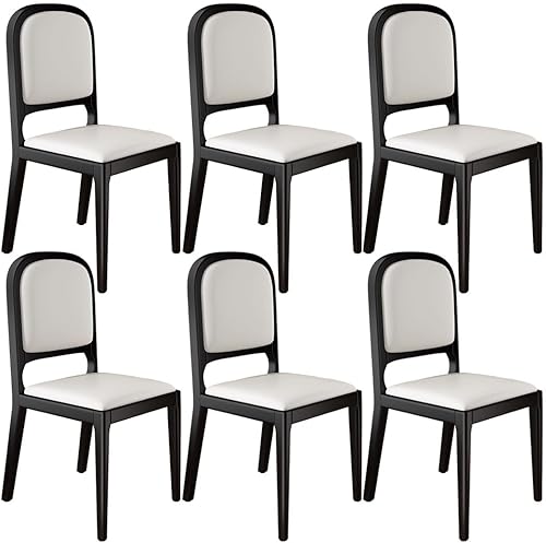 Miniatura 32 de YVYKFZD Sillas de comedor de madera maciza, juego de sillas de cocina sin brazos, silla de comedor tapizada de cuero, silla de sala de estar Caqui