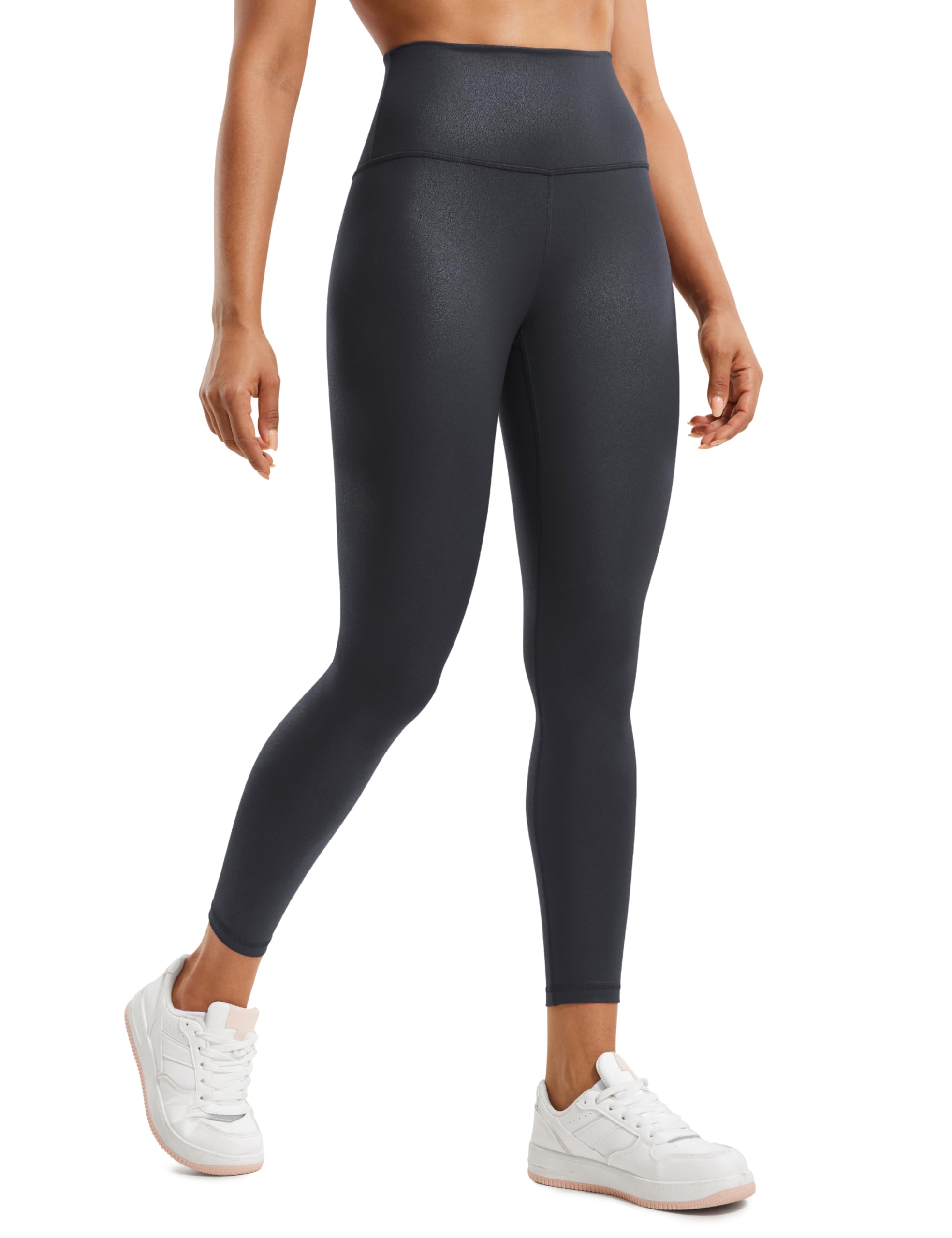 Matte Faux Leather Leggings 25" - Butterluxe High Waisted Stretch Ankle Leather Pants for Women Pleather Tights