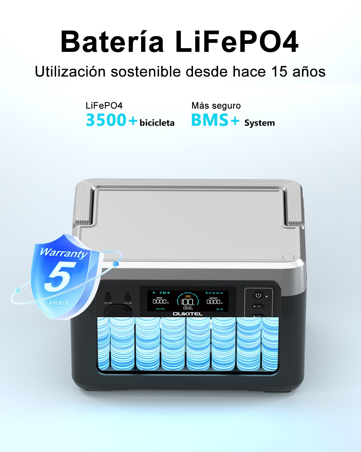 OUKITEL P1000 Plus Generador Solar, 1024Wh LFP Batería Respaldo, 4 Tomas CA 1800W (3600W Pico), 25% Más Pequeño, Energía para Acampar, Cortes, UPS Backup
