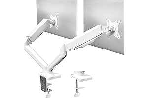 White Dual Monitor Mount for Workstations