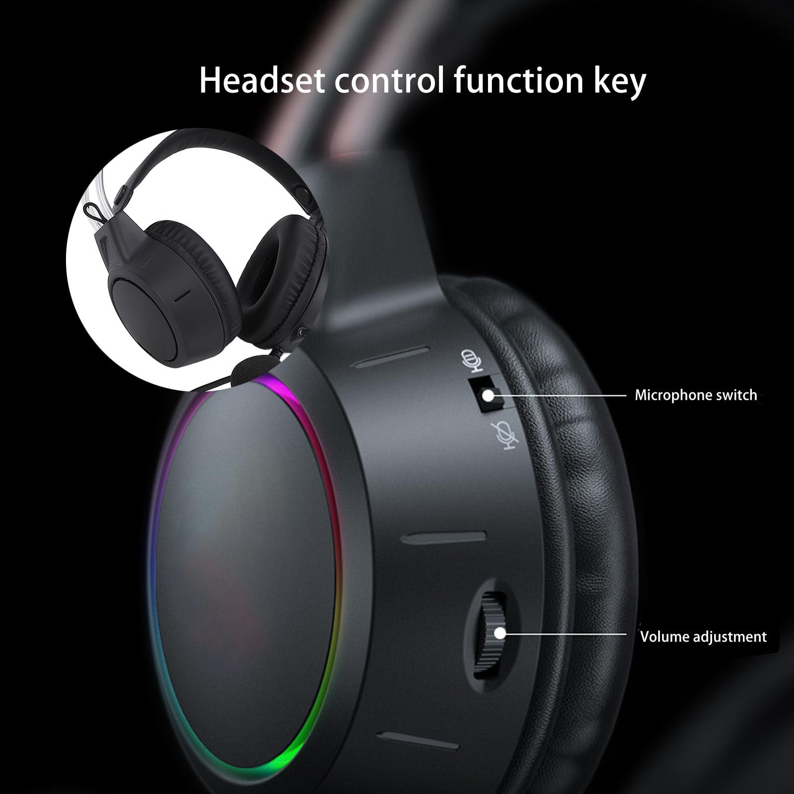 Bluetooth Kopfhörer, Katzenohr Kopfhörer mit Mikrofon, Verstellbarer Kopfbügel, Kabellose Kopfhörer mit 7 RGB LED Leuchten, Gaming Headset für Kinder und Erwachsene, 15 Stunden