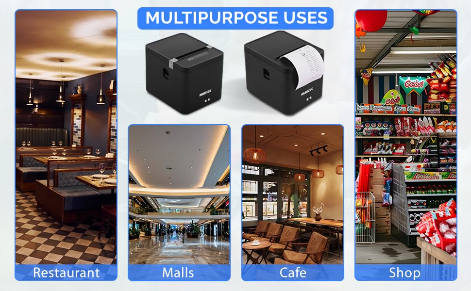 Image of Rugtek RP-82 Compact UE Thermal Receipt Printer (USB + Ethernet, 80mm, High-Speed POS Billing Printer)