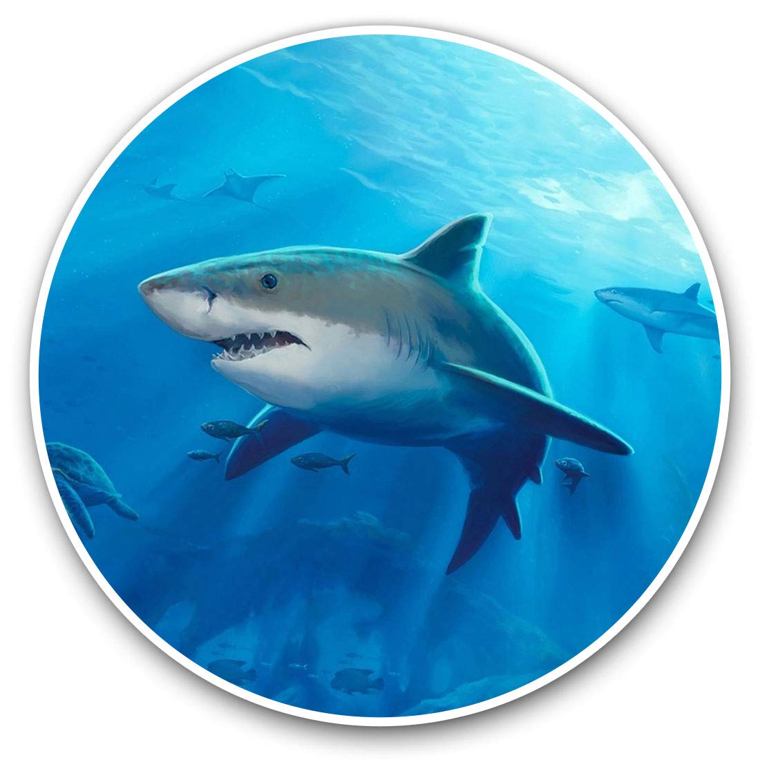 Destination Vinyl Ltd Underwater Shark Fish Ocean Sea Diver 8080 2 X 30Cmvinyl Stickers - Underwater Shark Fish Ocean Sea Diver Decals For Car Van Luggage Scrap Book Fridge #8080