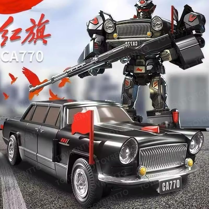 Image of 2-in-1 Die-Cast Transforming Robot Car Action FigureToy - Classic Sedan Model with Realistic Details, Durable Alloy Build, and Design for Kids and Collectors