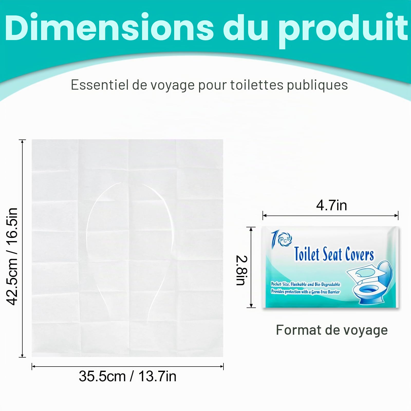 Lot de 60 Protege WC Jetable, Protection Toilette WC Jetable Couvre Siege Lunette WC Emballage Individuel Matériau Antibactérien Format Standard Cuvette Toilette Papier pour Enfants (60Pcs)