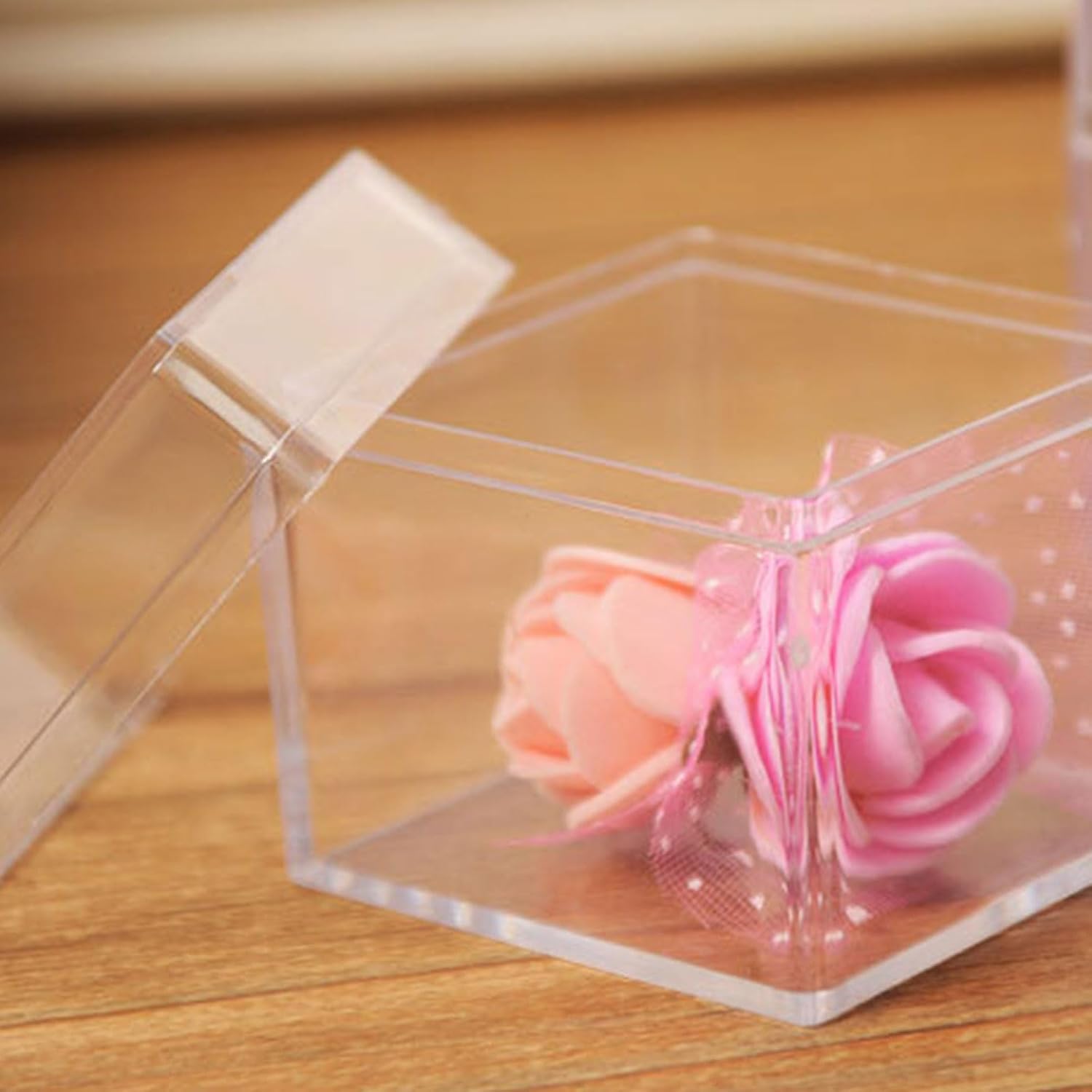 12 Pack Clear Polystyrene Storage Boxes with Lids, 2x2x2 Inch Small Square Organizer Containers for Candy, Jewelry, Crafts, Party Favors image 3