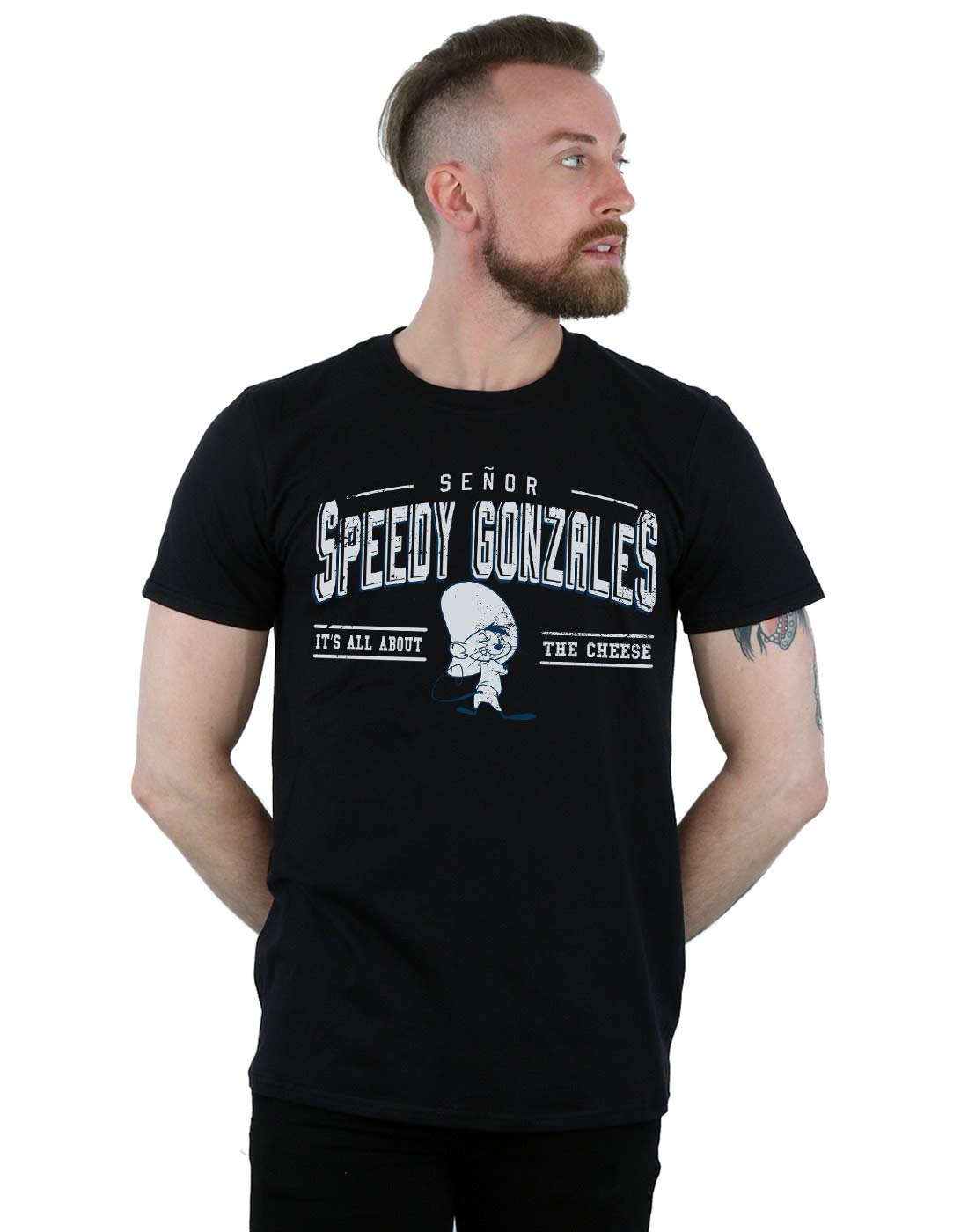 Absolute Cult Men's Black Looney Tunes Speedy Gonzales All About Cheese T-Shirt XX-Large