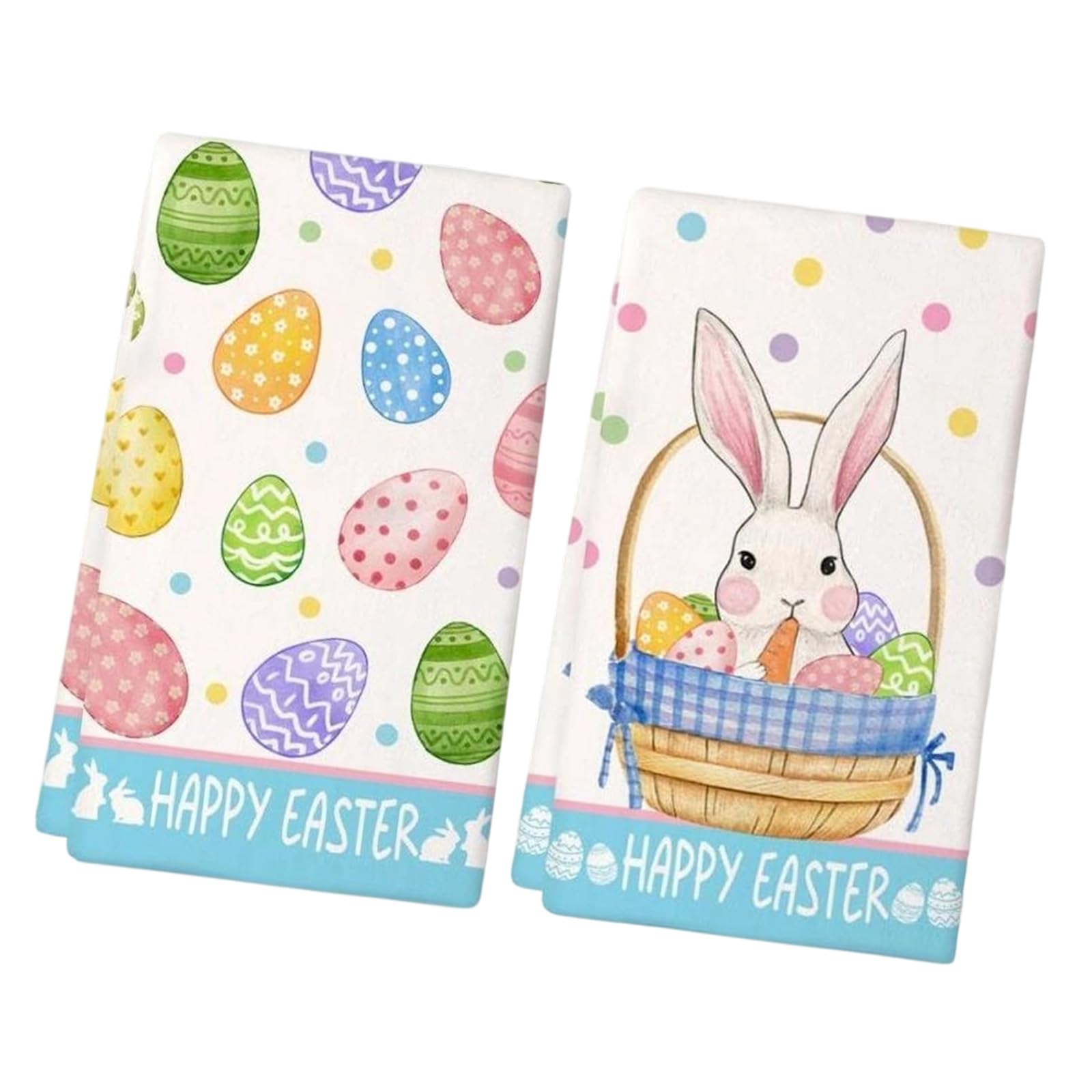Elnwnnkc 2Pcs Easter Festive Colorful Bunnies Microfiber Cloths Absorbent Kitchen Towels for Spring Party Decors Easter Microfiber Towel