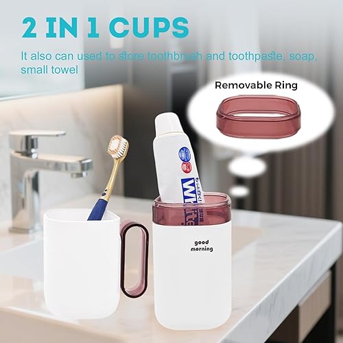 Miniatura 5 de Soporte para cepillo de dientes de viaje, soporte para cepillos de dientes y taza de enjuague con asa, taza de cepillo de dientes de viaje, taza