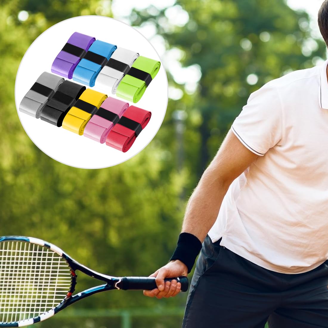 Nastro Grip Per Racchette - 10 Pezzi, Antiscivolo, Assorbente, Per Tennis E Badminton - Foto 5
