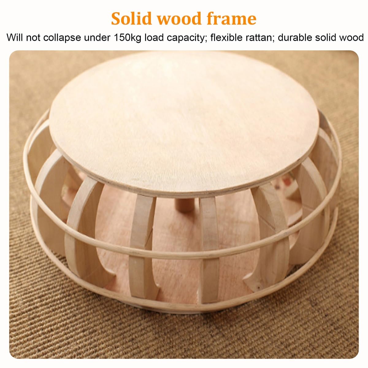 Taburete bajo de Madera Maciza con Asiento de bambú Trenzado a Mano, Robusto y cómodo, Taburete versátil para salón, Dormitorio o balcón, Uso Interior y Exterior(A,30 * 32CM/11.8 * 12.6IN)