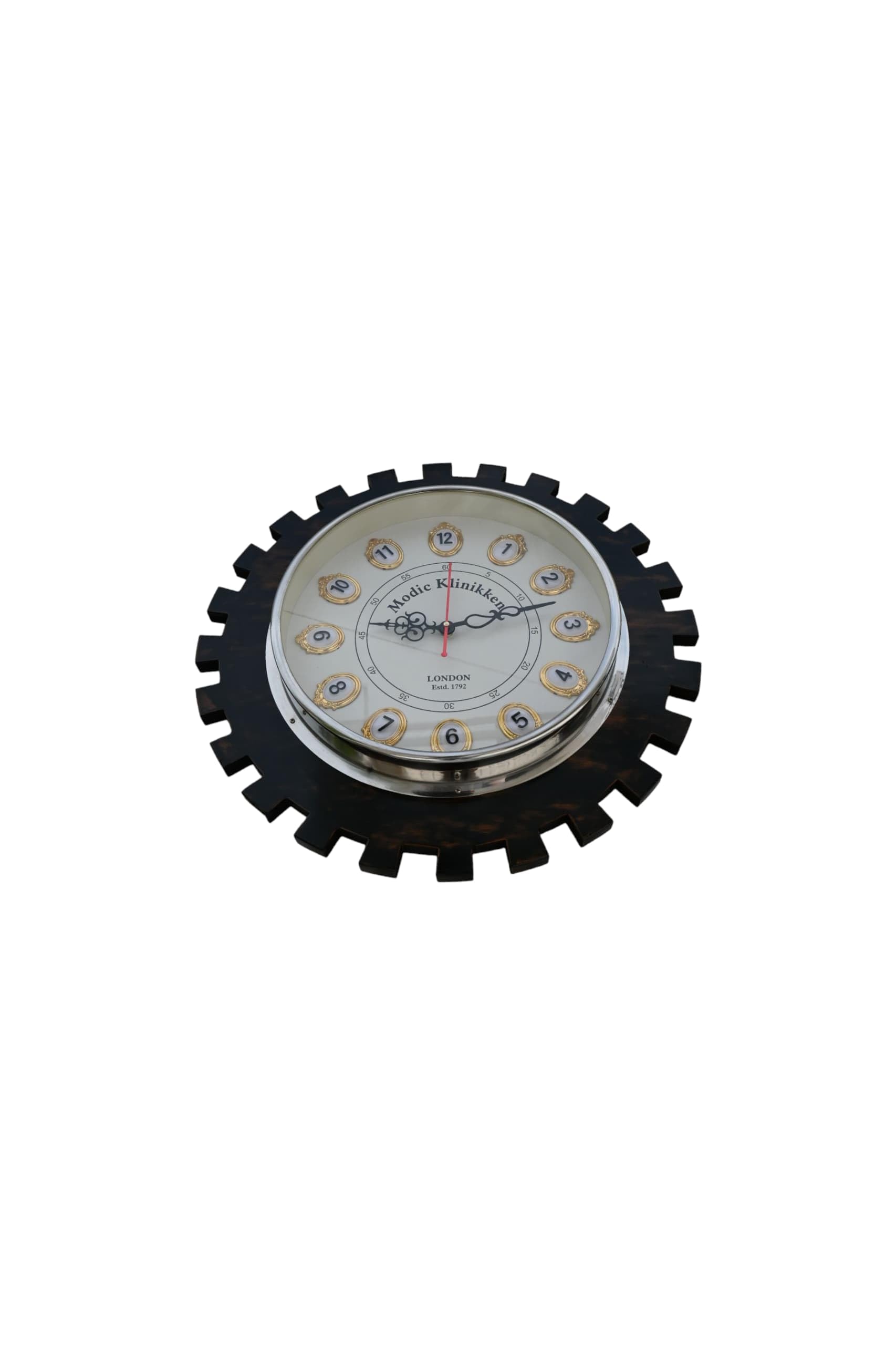 Antique MART..20-Inch Vintage Gear Wall Clock, Wooden Frame, Silent Quartz Movement, Decorative Timepiece (20" Inch) 3