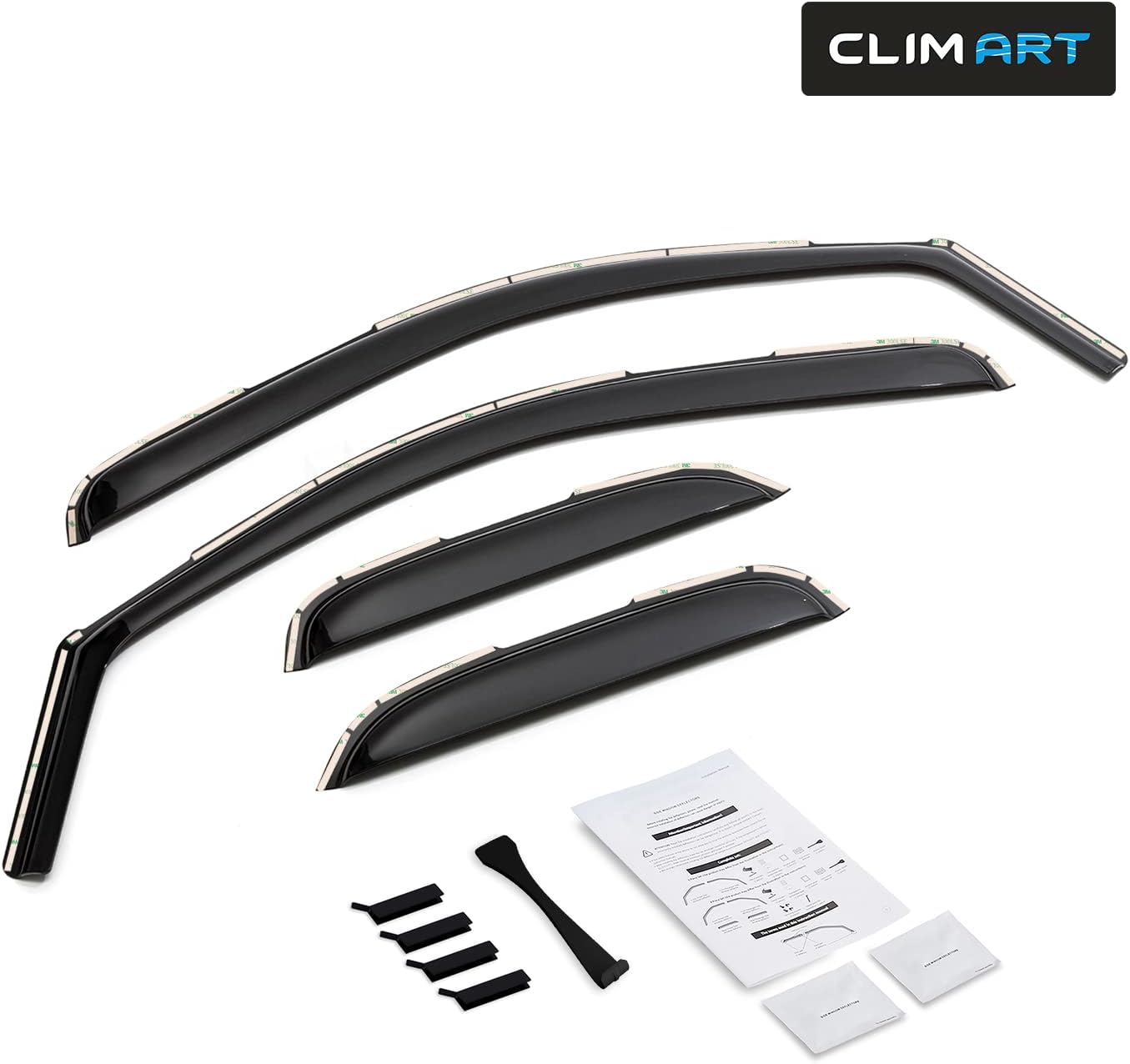 CLIM ART in-Channel Incredibly Durable Rain Guards for GMC Sierra 1500 2007-2013 Extended Cab, Window Deflectors, Vent Visors,Vent Deflector,Truck Accessories,4pcs-607004LPv