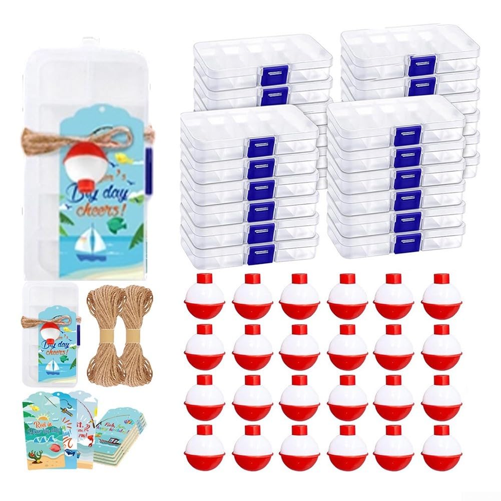 24 Stück runde Boje Angelpose Kunststoff Angelzubehör Schöne Dekoration Angeln Posen Set mit Tackle Boxen, Dankeskarten