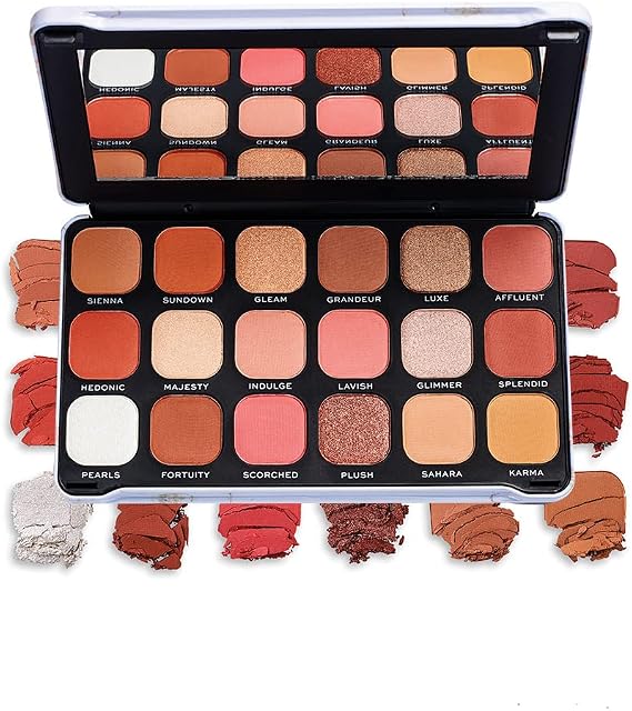 Makeup Revolution, Forever Flawless Paleta cieni do powiek, Deadent, 18 odcieni, 19,8g