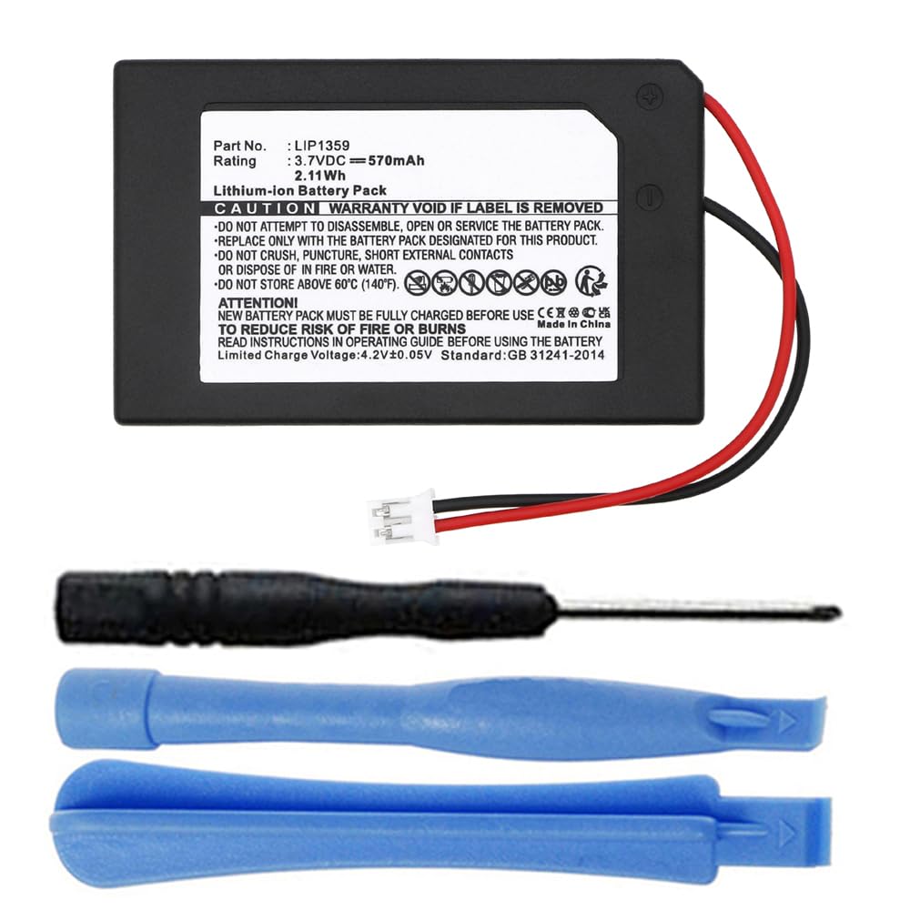 570mAh LIP1359 Battery Replacement Compatible with Sony PlayStation 3 PS3 Dualshock 3 Wireless Controller CECHZC2E, CECHZC2U with Installation Tools