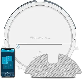 Rowenta X-plorer Serie 120 AI RR7877 - Robot aspirador con mopa y mapeo 2700 Pa, motor digital compatible con smartphones y asistentes de voz, 3 cepillos y Sistema Aqua Force para fregar, blanco