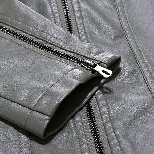 CNSTORE Jaqueta masculina Casacode couro masculina slim fit colarinho PU jaqueta de motocicleta leve