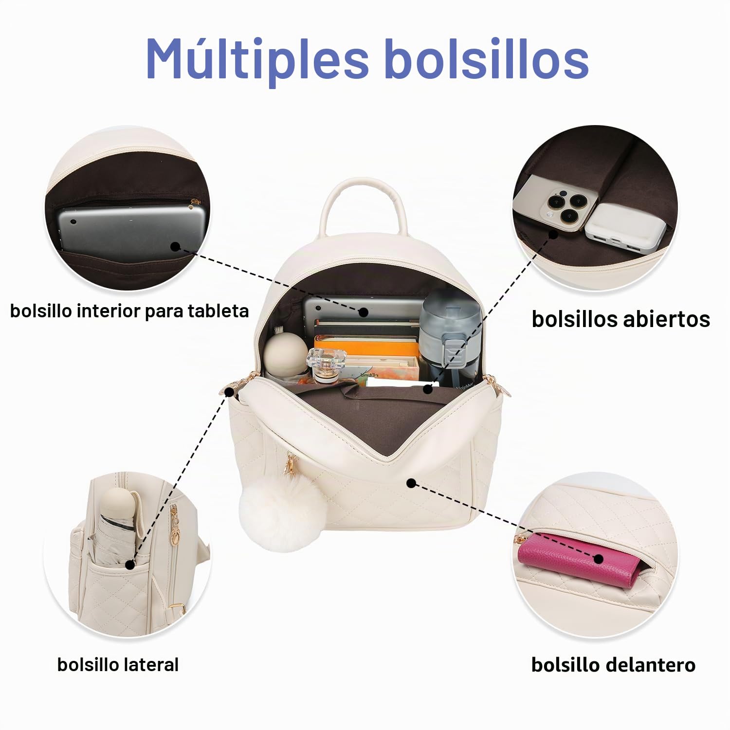 Mochila pequeña de moda para niñas, bolso pequeño y bonito de cuero a cuadros, mochilas para mujer, bolso pequeño