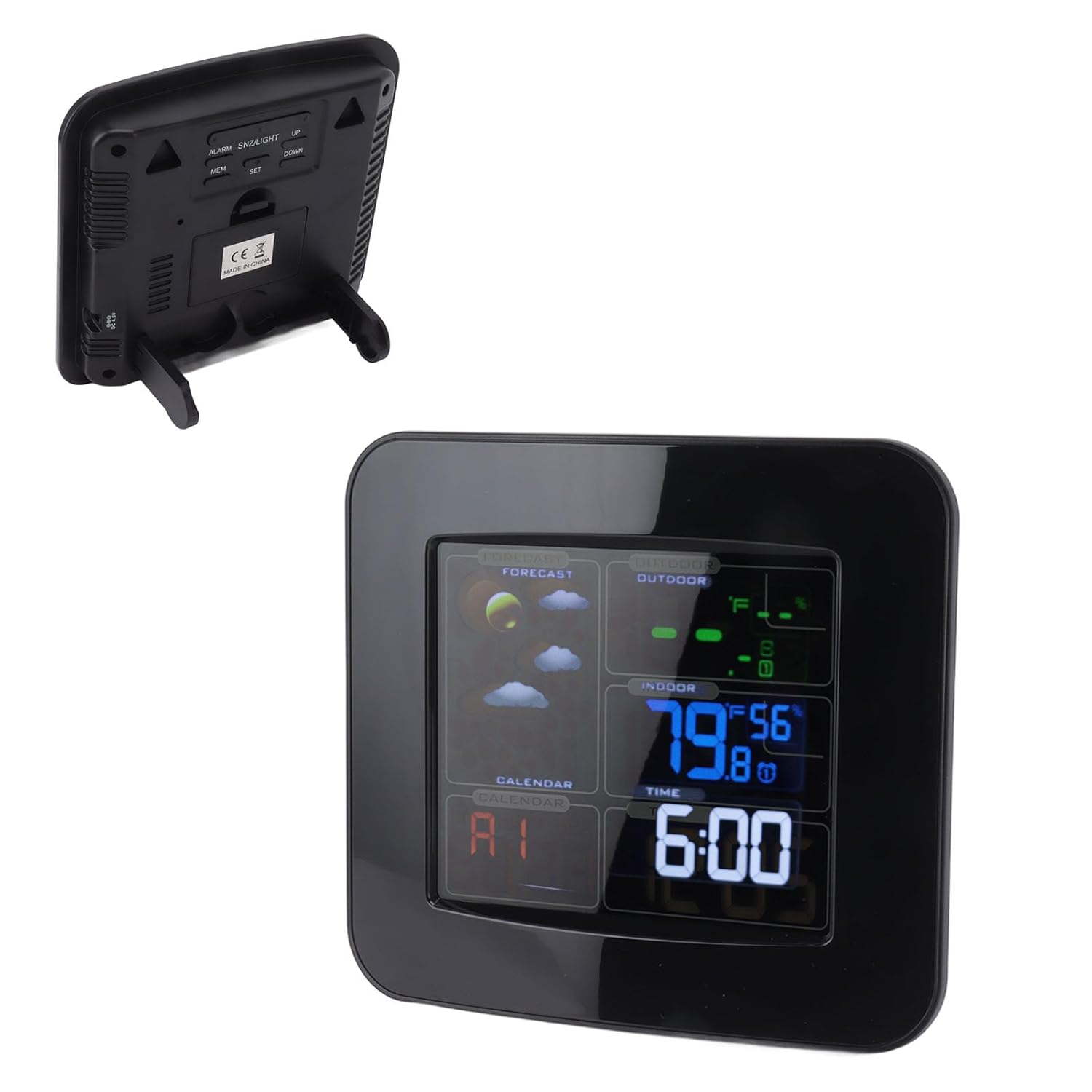 Thermometer Hygrometer, Color Screen Digital Weather Station with Mirror Display, ABS Material, Curved Bracket. for Home, Office, and Greenhouse Use