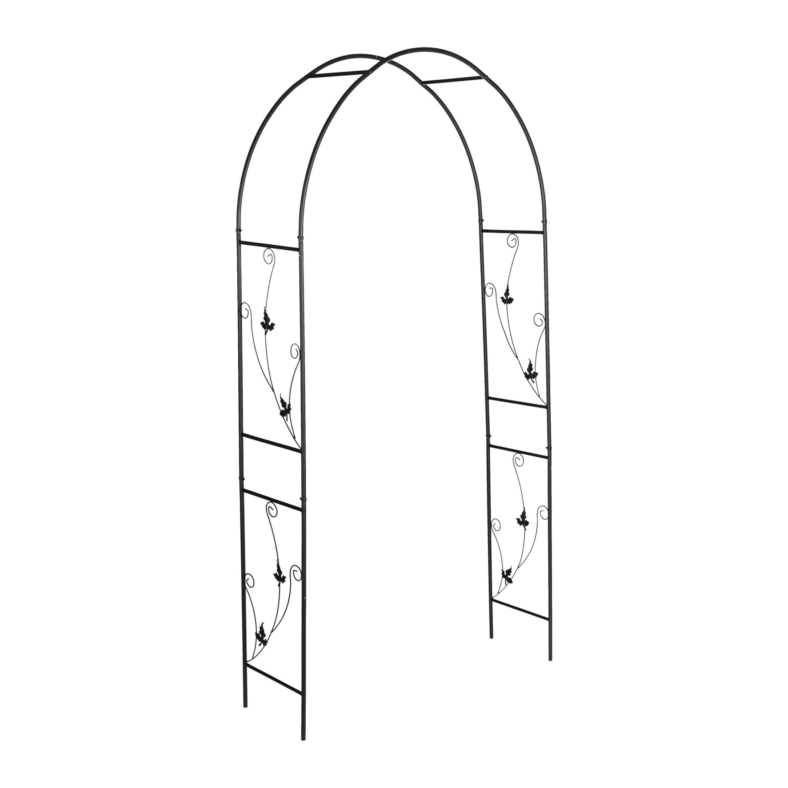 Relaxdays Arco per Rampicanti da Giardino, Sostegno in Ferro per Rose, 227x114x37 cm, Supporto Piante in Crescita, Nero