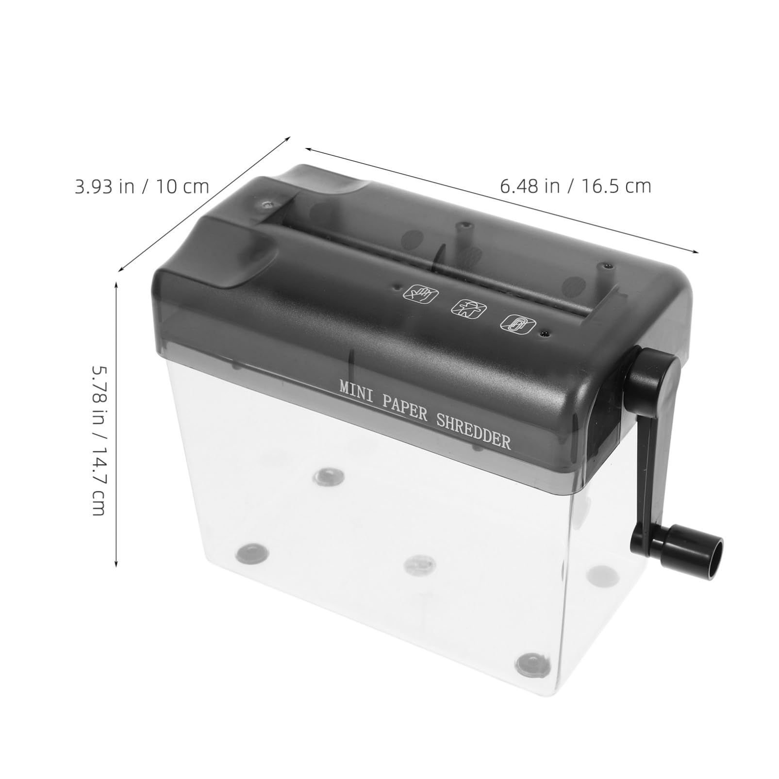 Destructeur Papier Manuel Compact Noir en Abs et Acier Inoxydable
