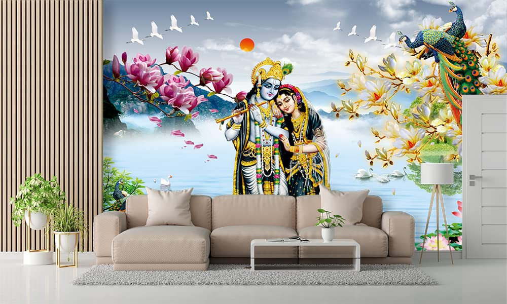 Wallpaper Mart Vinyl Radha Krishna Religious Sticker For Room Home Office Wall Decor (Size 36X48 Inch) Design3, Self-Adhesive) 1