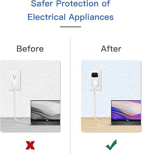 Miniatura 7 de BSEED Protector de sobretensiones, salida protectora de sobretensiones, regulador de voltaje, protector de sobretensiones de pared resistente para