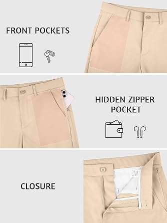 Comdecevis Men's Classic Fit Golf Pants - 30 32 34 Inseam