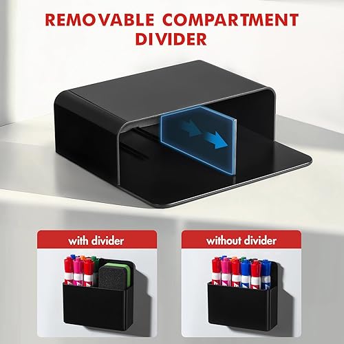 Miniatura 3 de BEYGORM Paquete de 2 soportes magnéticos de plástico para bolígrafos para refrigerador, soporte magnético para rotuladores de borrado en seco para