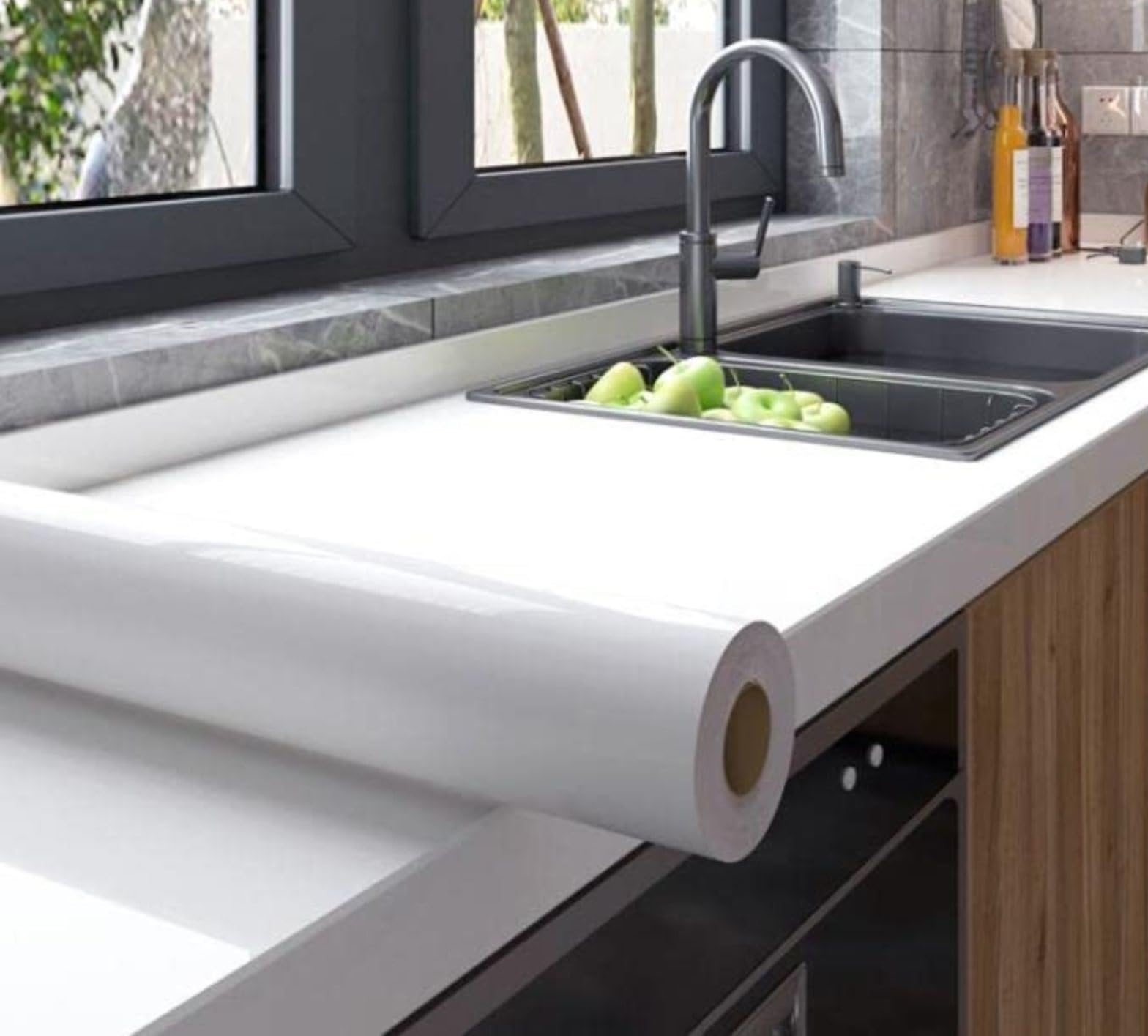 WALLMATE™ Vinyl White Contact Paper Decorative for Cabinets Countertops Kitchen Shelves Self Adhesive Film Peel and Stick Waterproof Removable Wallpaper (1 Feet_66inch, Glossy White Wallpaper) (B0B53N6VQD) Amazon Price History, Amazon Price Tracker