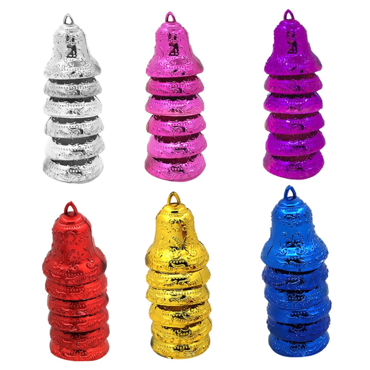 Beatifufu Christmas Bells Bulk Sale 6packs Bell Tree Pendant Festival Hanging Decor for Home Party Warm Atmosphere Random Color