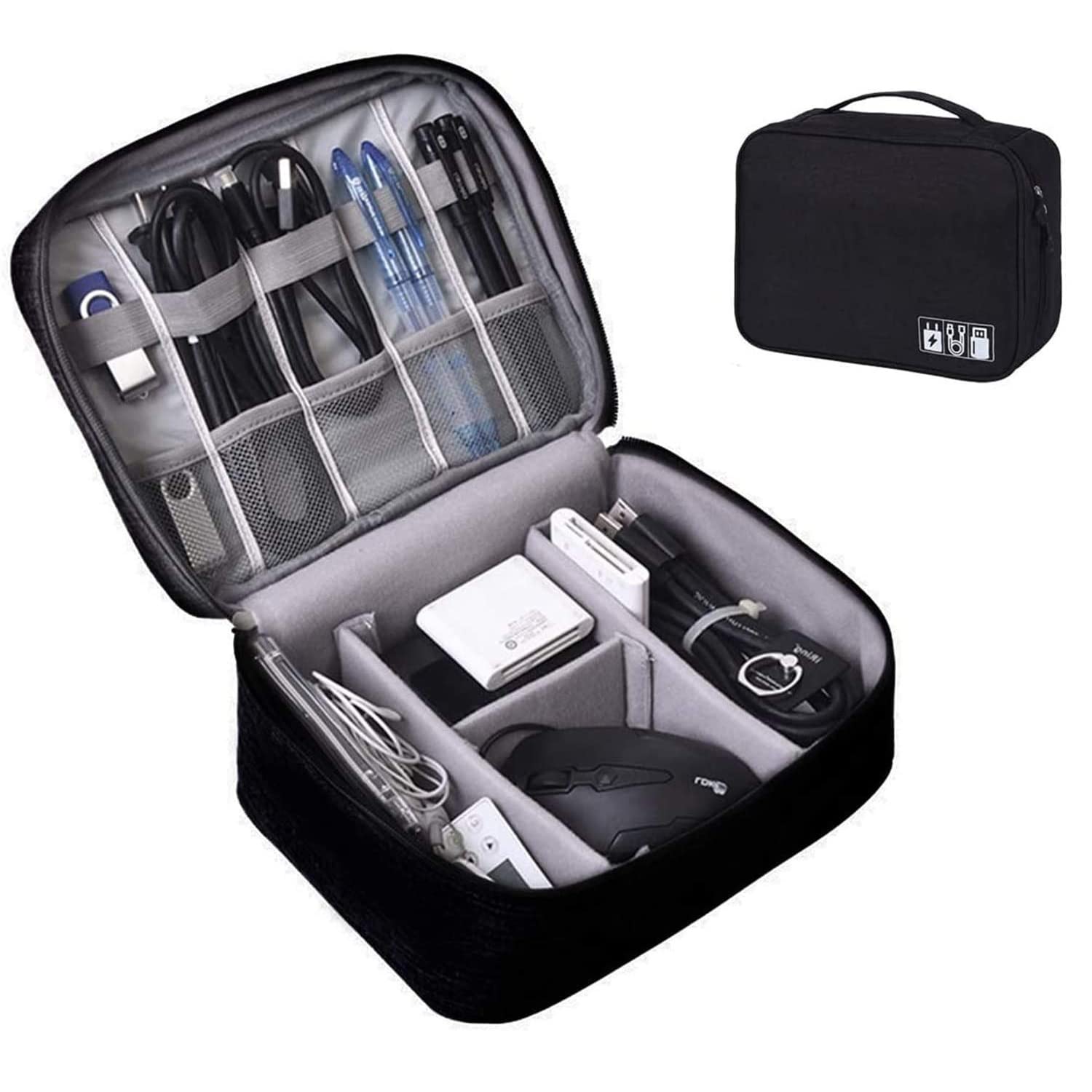 TOURTIER Digital Accessories Cable Organizer Bag - Travel Electronics Storage Case Protects USB Drives, Memory Cards, Chargers, SD Card, Cords, Adaptors and Other Device Accessories (Black) (B0BFB8ZQQY) Amazon Price History, Amazon Price Tracker