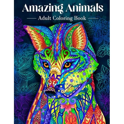 Amazing Animals - Adult Coloring Book: Animal Patterns and Zentangles for Stress Relief & Relaxation Cover
