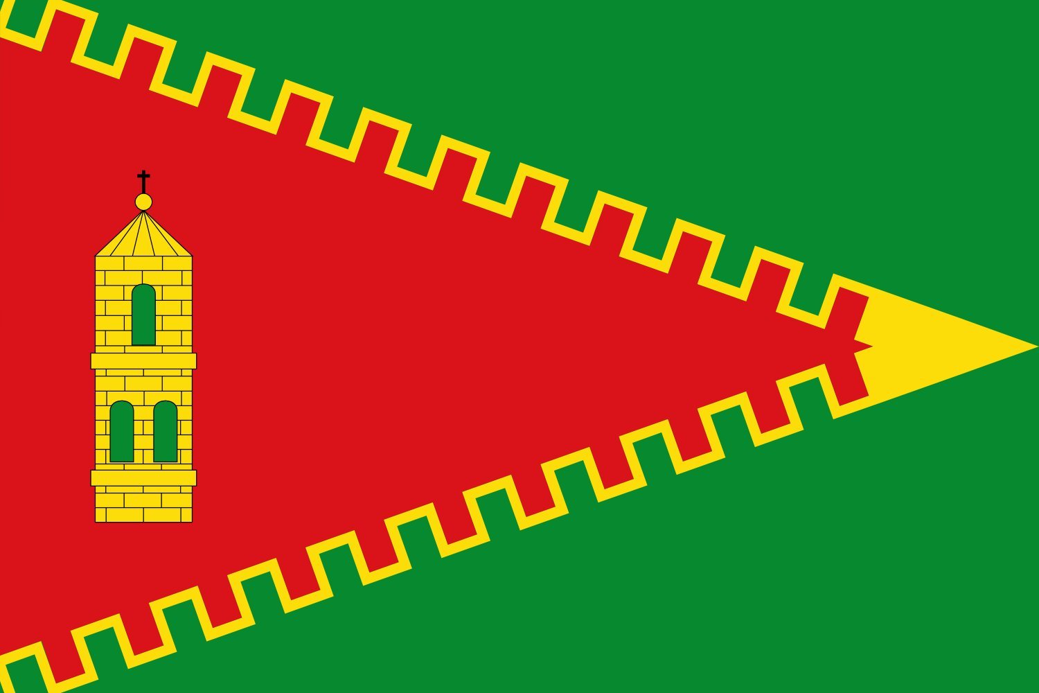 Drapeau Large Ruesca premium vert avec finitions haut de gamme et proportion 2/3