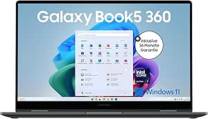 Samsung Galaxy Book5 360 15,6" 2-in-1-Laptop, Convertible AI-Notebook mit Intel Core Ultra 7 Prozessor, 16 GB RAM, 512 GB Speicher, Moonstone Gray, 3 Jahre Herstellergarantie [Exklusiv bei Amazon]