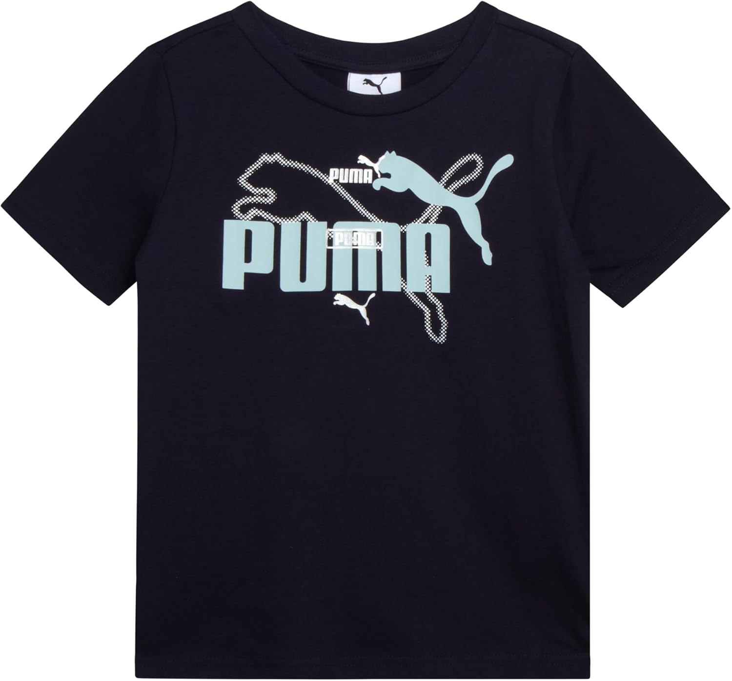 PUMA Boys Short Set - 3 Piece Short Sleeve Graphic T Shirts and Boys Shorts Kids Youth Matching Activewear Set (2T-7) Mint/Navy 4 image 6 of 6 B0DTZ78MYN
