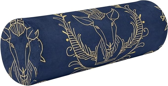 Gold Zodiac Sign Aries Navy Blue Neck Roll Pillow Protector Bolster Pillow for Legs Massage Table almohada para cervicales y Cuello