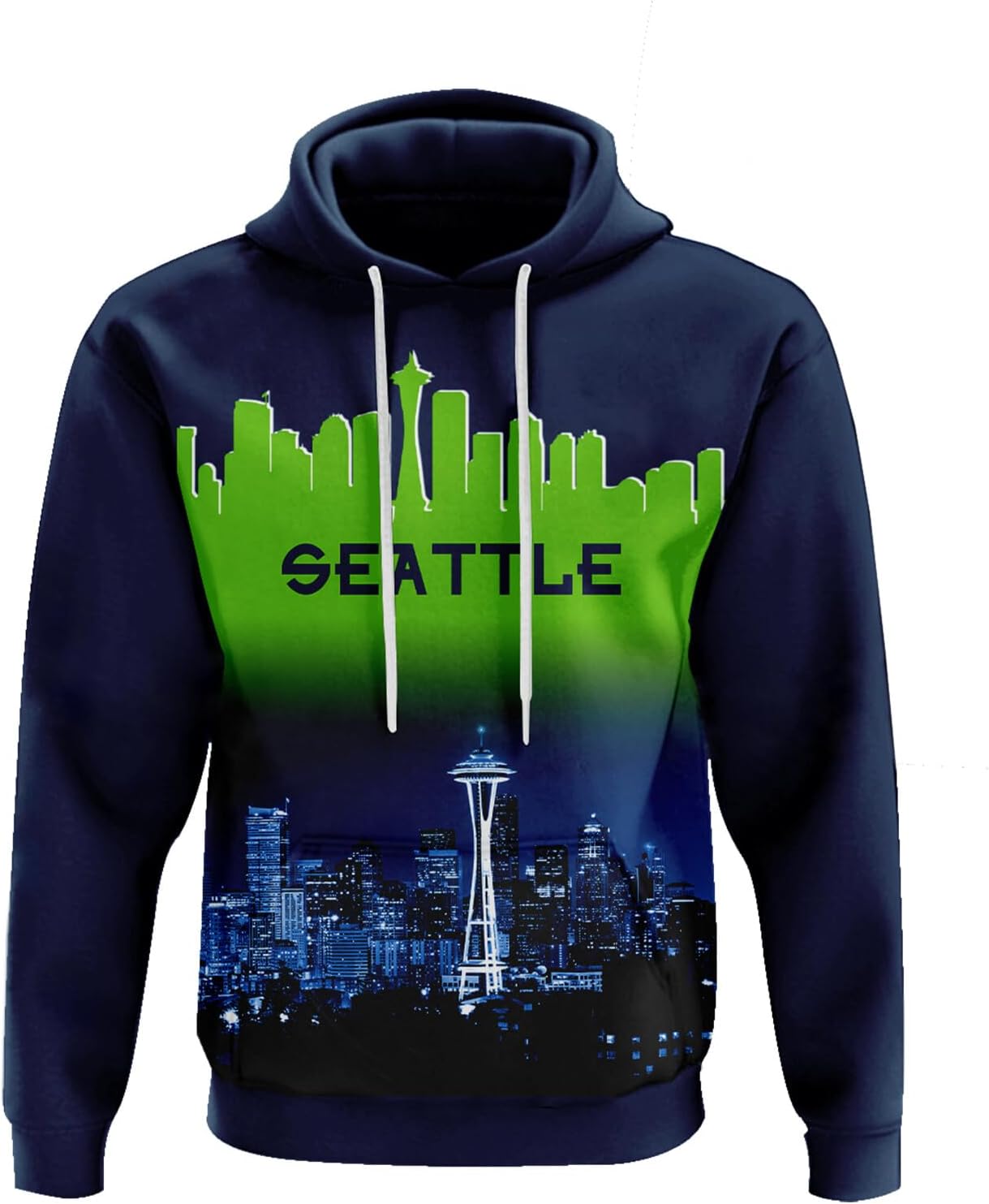 City Night View Silhouette Skyline Football Hoodie Gift for Men Football Sweatshirt Pullover Top Long Sleeve Hoodie