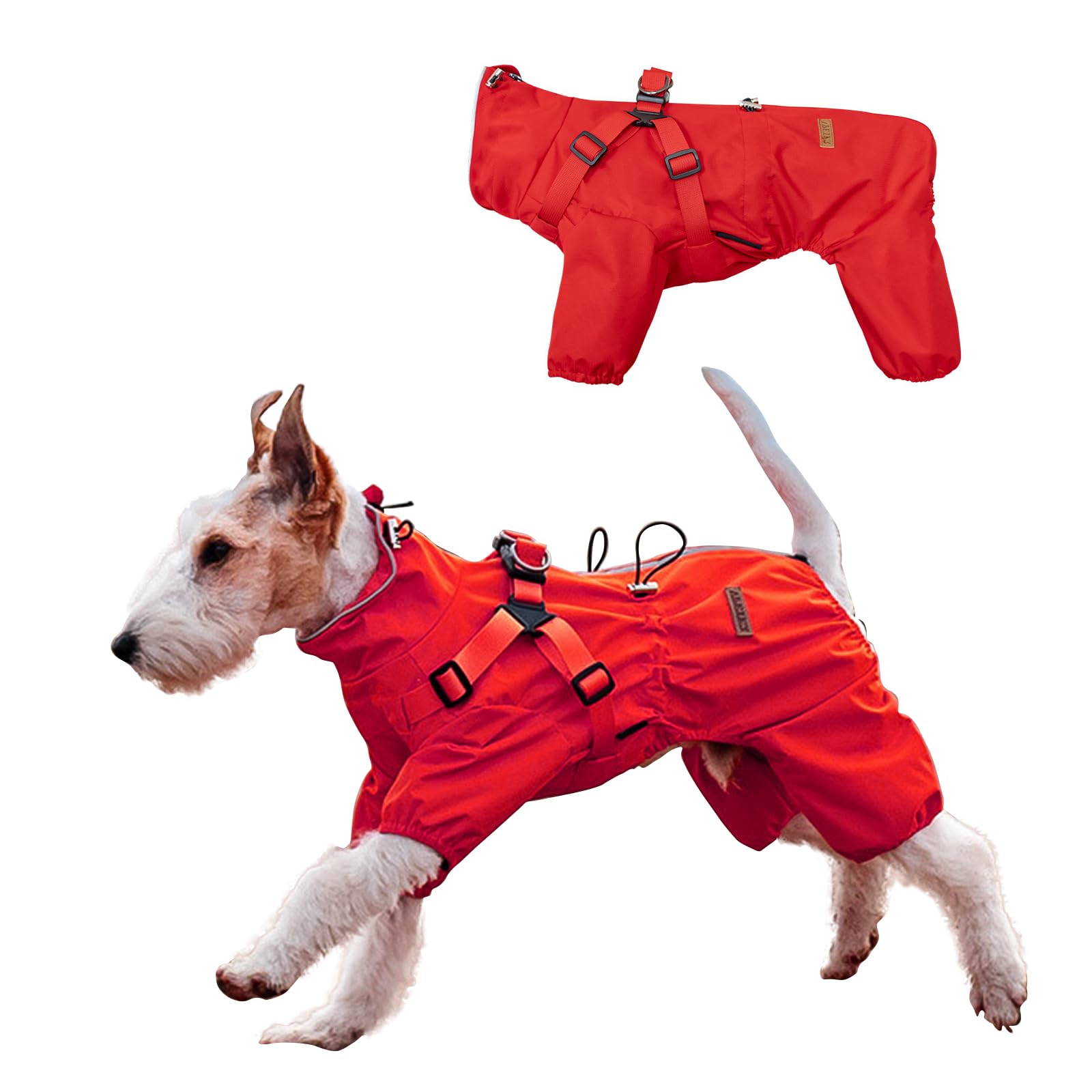 PETCUTE Manteau Pluie Chien, Imperméable avec Bande Réfléchissante, Manteaux Imperméables pour Chiens avec Fermeture à Boutons,pour Les Jours De Pluie (Rouge, 6XL)