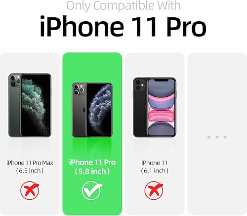 Miniatura 7 de JOOSKO Funda para iPhone 11 Pro, funda de silicona a prueba de golpes 2 protectores de pantalla de vidrio templado Capa interior de microfibra suave