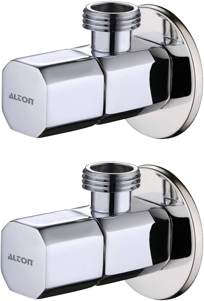 ALD562 Brass Angle Valve with Wall (Flange, Chrome, Set of 2 Piece)