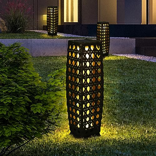 Lampadaire solaire d'extérieur en résine tressée de qualité