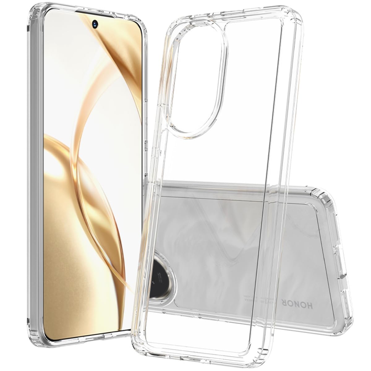 T Tersely Hybrid Clear Crystal Case Compatible with Honor 200 - TPU + Polycarbonate Technology, Anti-Yellowing, Protective Case, Shockproof Bumper Cover