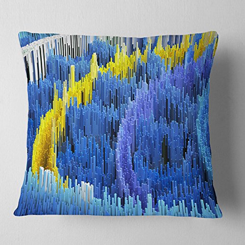 Designart Macro Render Structure Blue Yellow' Contemporary Throw Living Room, Sofa, Pillow Insert + Cushion Cover Printed On Both Side 18X18 #TOP20