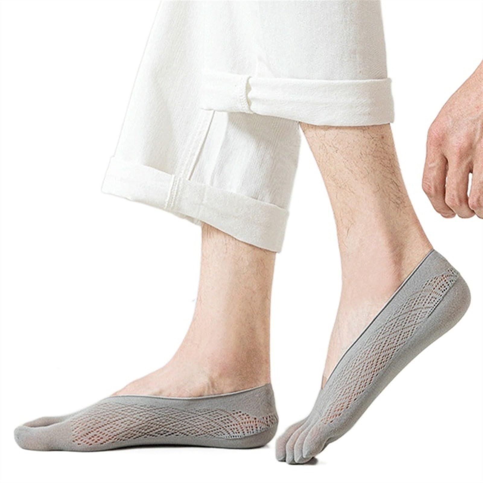 ERICAT 5 pares de calcetines de verano para hombre, ultrafinos, transpirables, invisibles, calcetines tobilleros para hombre, 5 gris oscuro, EU 37-45