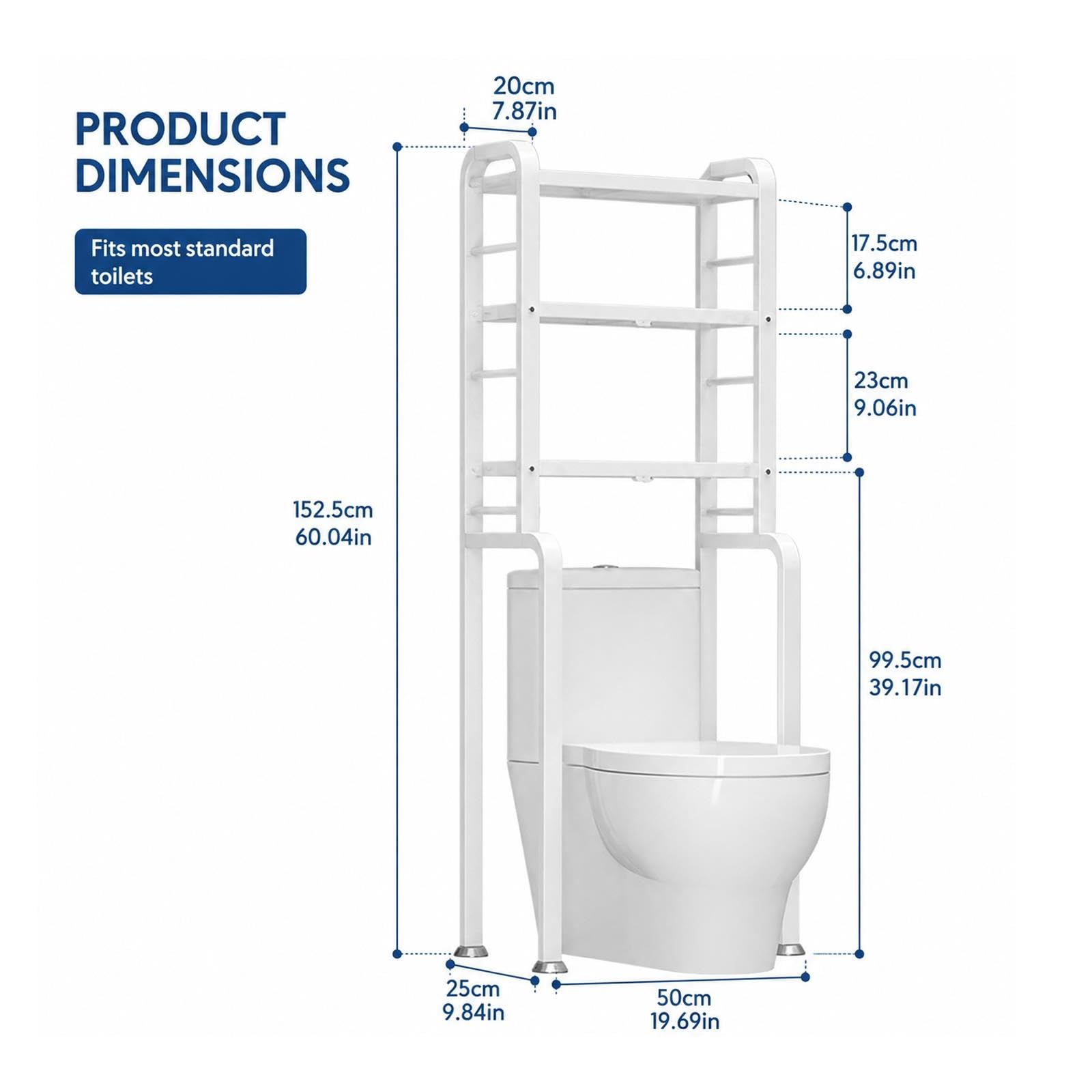 Generico Scaffale WC, Mensola Bagno Sopra Toilette, Salvaspazio Pieghevole | Con ganci mobili e ripiani regolabili per organizzare prodotti bagno e accessori