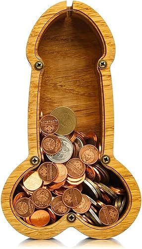 Miniatura 4 de AMZTAN Divertida alcancía de madera para adultos regalos de boda de madera alcancía de acrílico transparente suministros de decoración rústica para