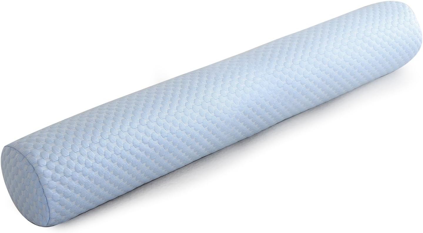 Summer Cool Touch Cylindrical Body Pillow, Round Bolster Pillow for Sleeping, Sofa Headrest Cushion, Blue, Grey，Multiple (Blue, 47.2 * 7.9in)