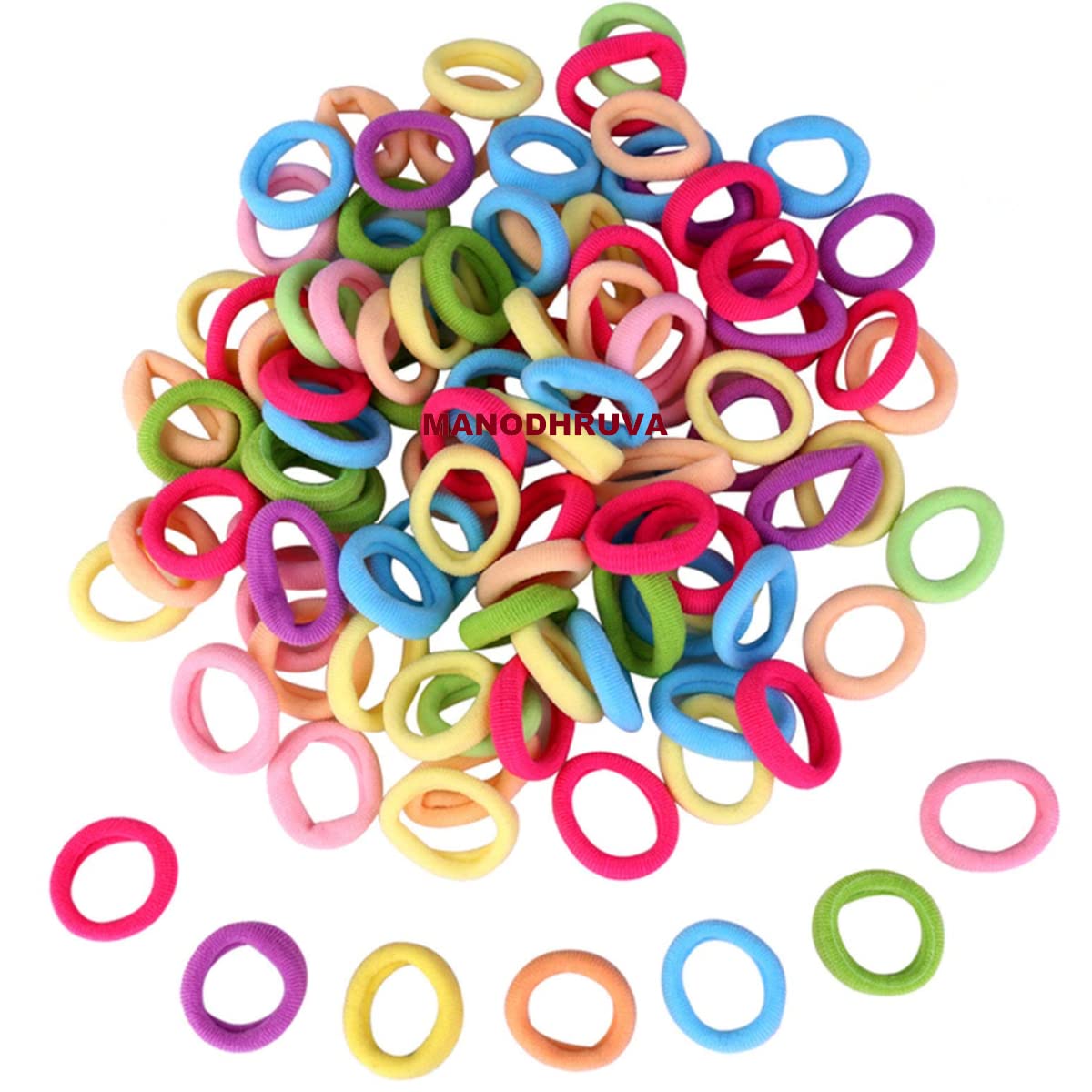 MANODHRUVA 100pcs Small Mini Rubberbands Hair Ties for Girls (100pcs Mix Color Bands)